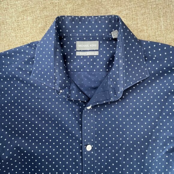 Michael Kors Slim Fit Stretch Mens Dress Shirt Long Sleeve Size L - Picture 3 of 7
